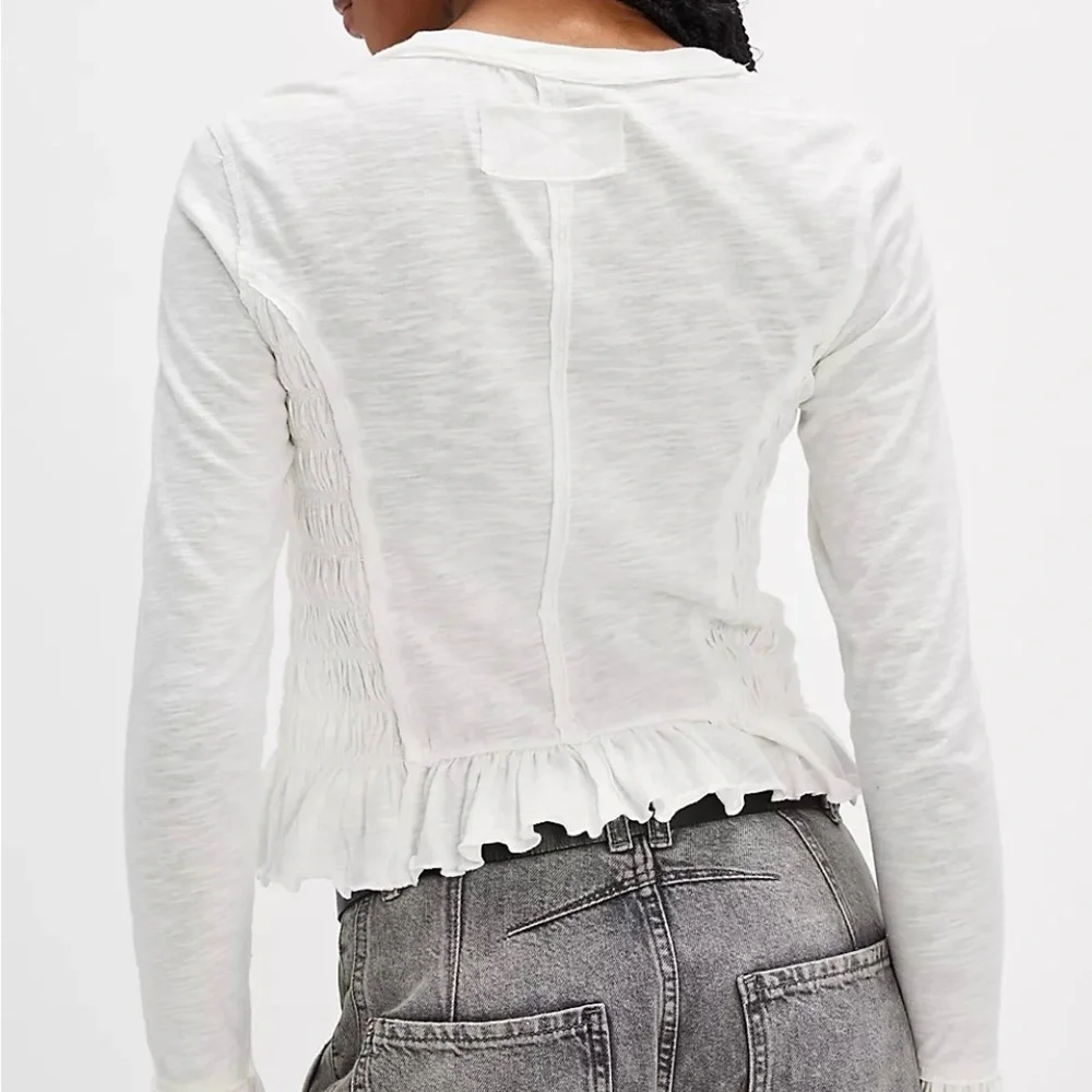 We The Free Sylvie Long Sleeve Ruffled White Top